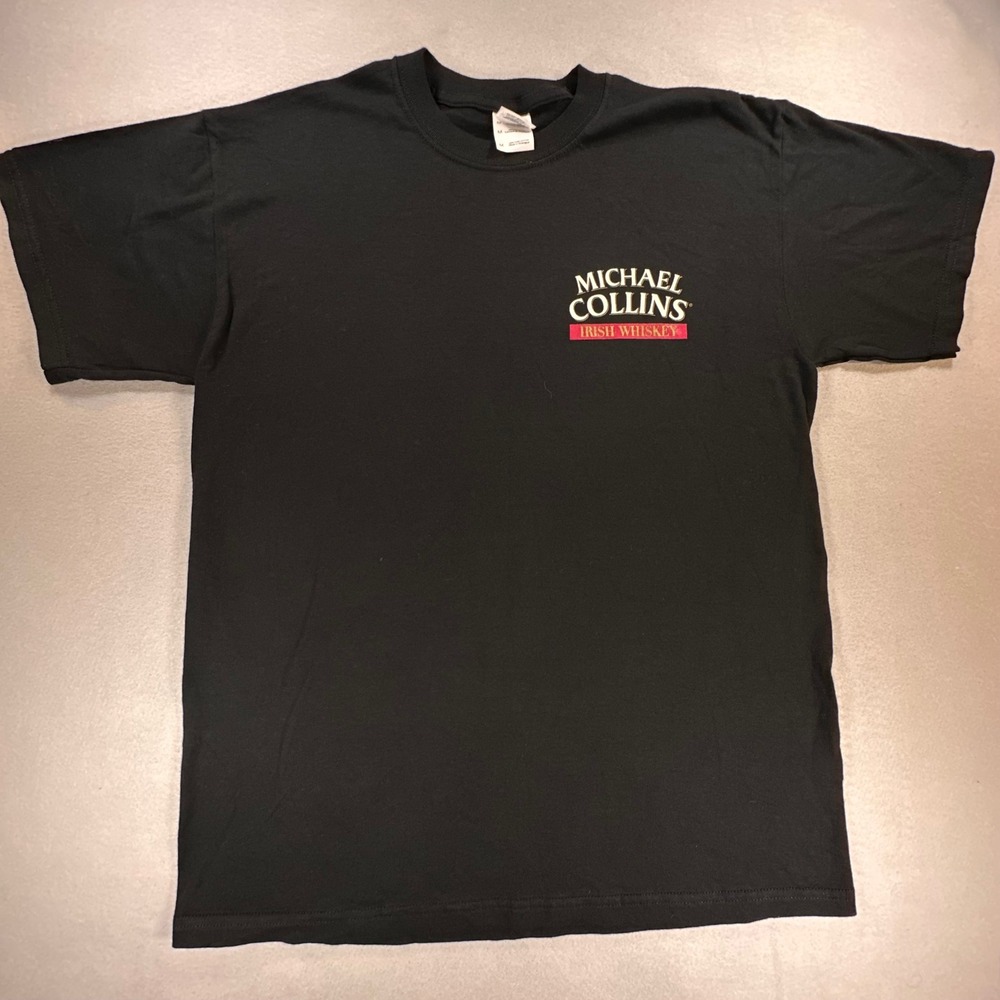 NEW! Michael Collins Irish whiskey men's Medium black T-shirt cotton Vintage NOS